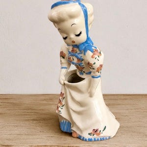 Vintage DeLee Art California Pottery Planter | Hand-Painted Hollywood Girl Bud Vase