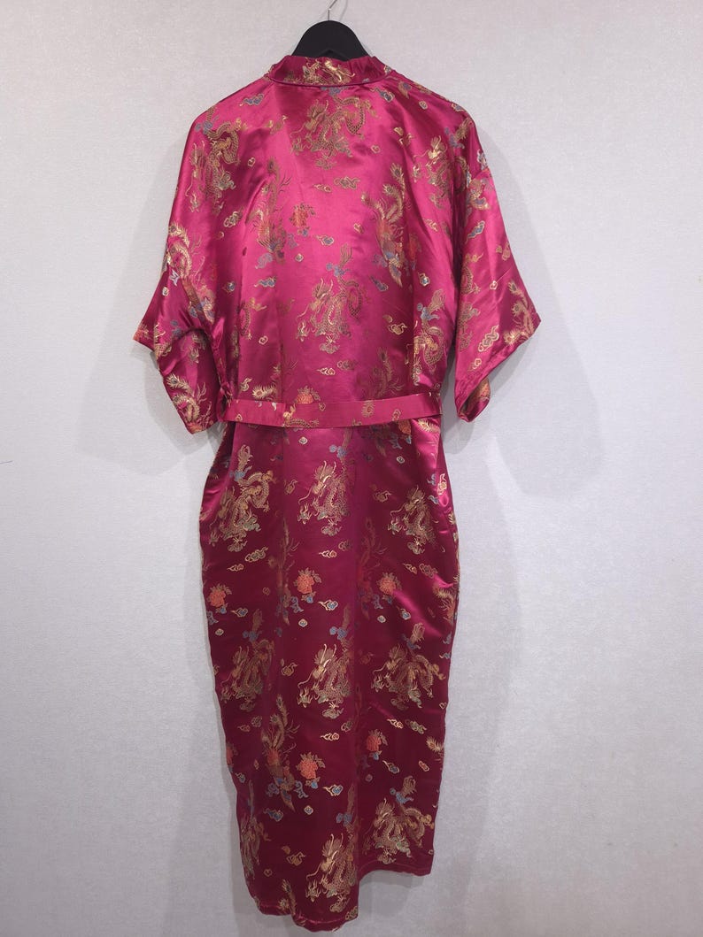 Etsy Satin Robe Vintage Eastern Collection Silk Kimono Robe, Pink Fuchsia Brocade ...