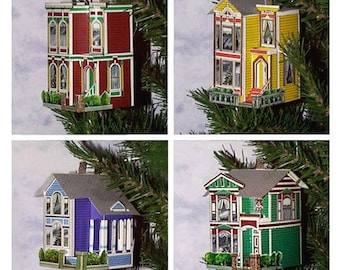 Victorian House Pop-Up Ornament Greeting Cards / Set of 4