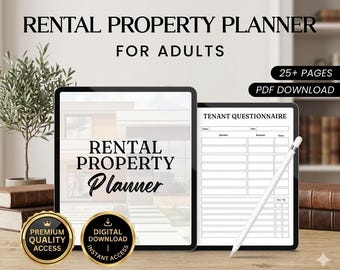 Rental Property Planner Printable, 25+ Page Landlord Management Organizer, Tenant Tracking PDF Templates for Real Estate Investing