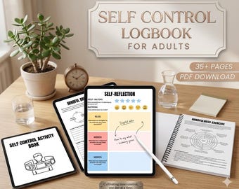 Self Control Logbook Printable PDF, Daily Habit Tracker for Emotional Regulation and Discipline, Digital Mental Health Planner, 35+ Pages