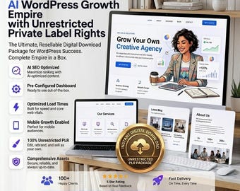 AI WordPress Growth Empire, Unrestricted Private Label Rights Digital Download for Blogging, Online Business, and Passive Income Tools