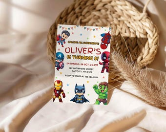 Custom Birthday Invitation Editable Canva Template Digital Kids Party Evite Printable Rainbow Bluey Theme