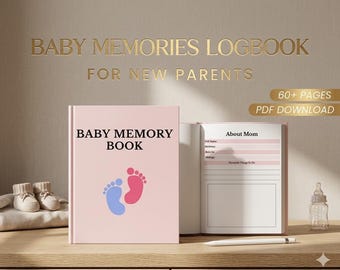 Baby Memory Logbook, Modern Newborn Milestone Journal, Digital First Year Baby Book PDF, New Parent Keepsake, Minimalist Memory Scrapbook
