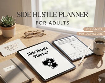 Side Hustle Planner 75+ Pages Printable PDF for Goodnotes, Small Business Organizer, Goal Tracker Digital Download for Entrepreneurs