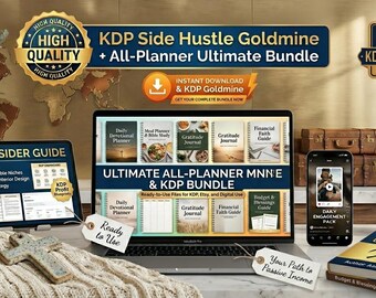 All Planner Bundle,100+ Editable Digital Planners for KDP Publishing, Side Hustle Goldmine, Instant Download Templates for Passive Income