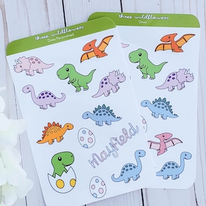 Dinosaur Sticker Sheet, Personalized Stickers, Dinosaurs for Girls