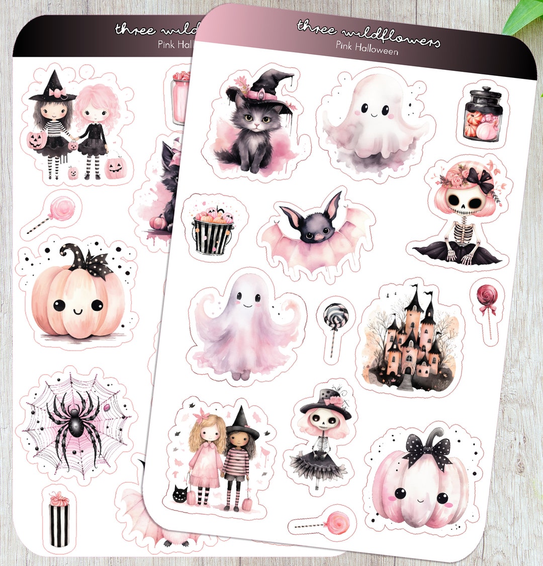 Pink Cute Halloween Sticker Sheet - Etsy