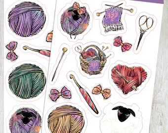Knitting Crochet Stickers, Yarn & Sheep, Planner Stickers