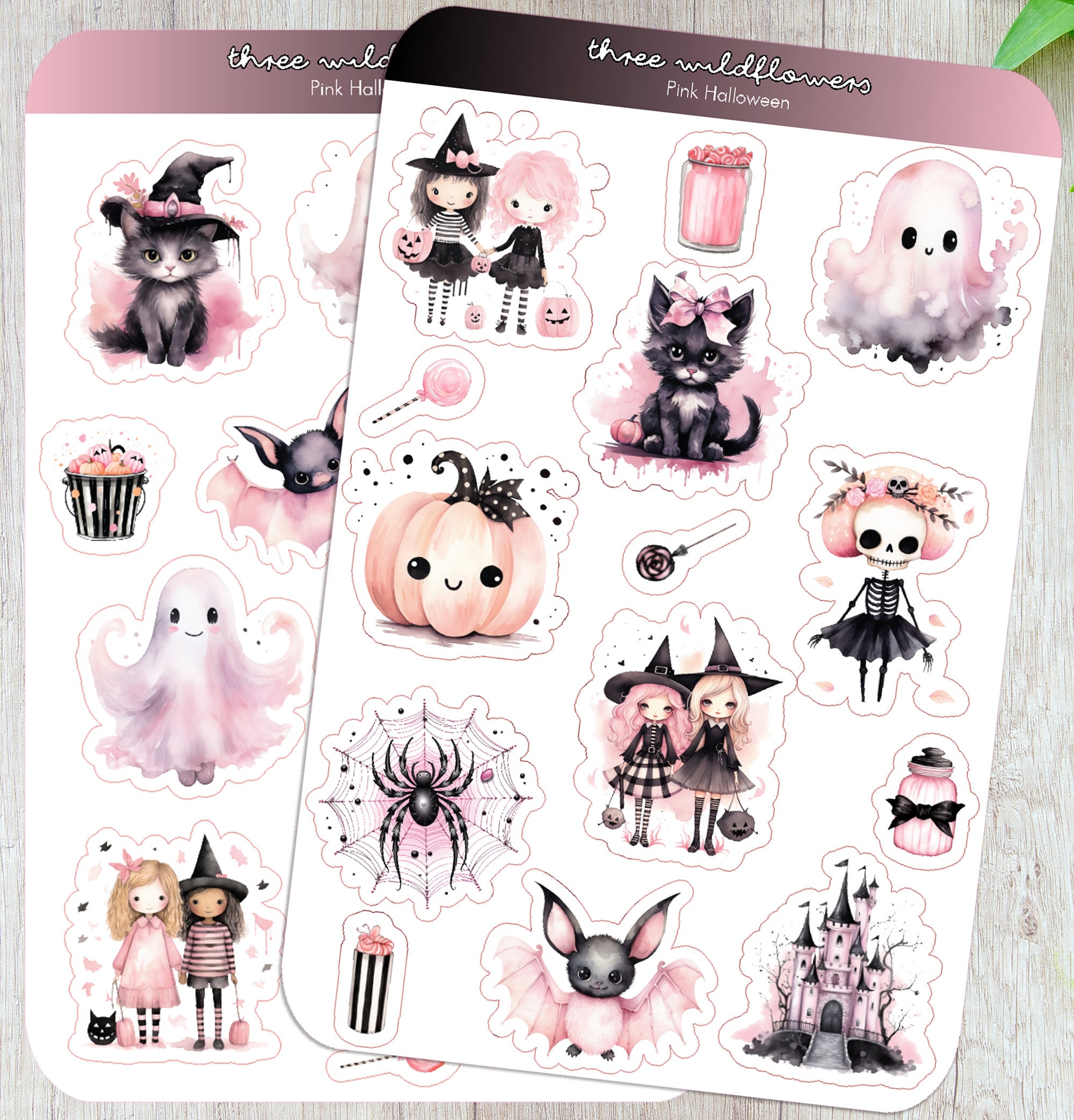 Pink Cute Halloween Sticker Sheet - Etsy