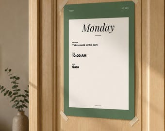 Dementia Today Sign | Daily Schedule Poster | 7 Printable A4 Days | Editable Canva Template | Dementia Care Studio