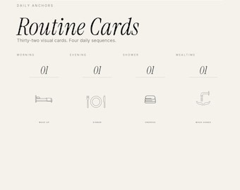 Dementia Routine Cards Printable | 32 Visual Daily Schedule Cards | Morning Evening Shower Mealtime | Editable Canva Instant Download