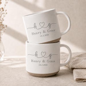 Tazas personalizadas con los nombres de la pareja, set de regalo personalizado para bodas y compromisos.