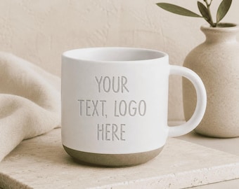 Personalized Engraved Mug – Custom Photo, Text or Logo Ceramic Coffee Cup, 12.8 oz