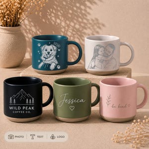Kubek ceramiczny z grawerunkiem, spersonalizowanym zdjęciem, tekstem lub logo (340 g)