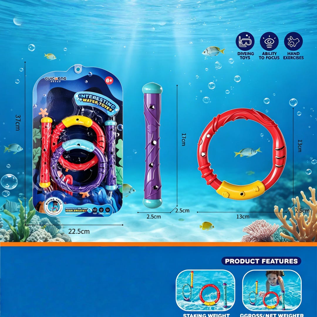 Interactive Water Toy Set With Diving Rings and Sticks for Pool Fun - Etsy