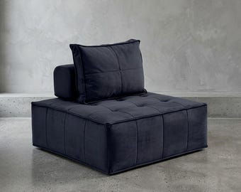 Modularer Sofasessel aus Samt, Tufted Boden Lounge, quadratischer armloser Akzent (105 x 105 cm)