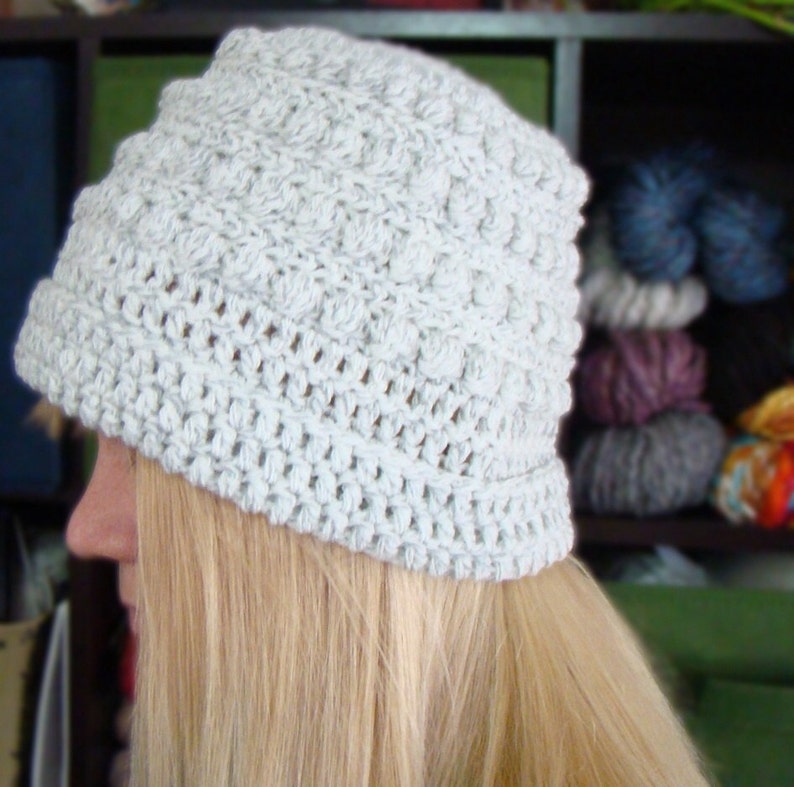 Grey Ragg Crochet Hat Crochet Beanie White Grey Tam Grey Bobble Hat Salt Pepper Beanie Gray Slouch Hat