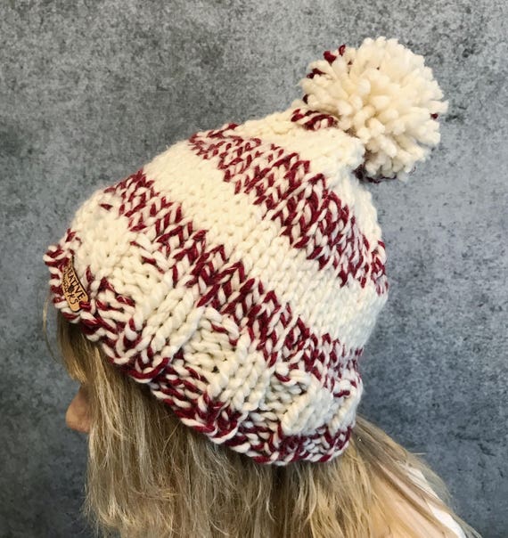 red and white striped winter hat