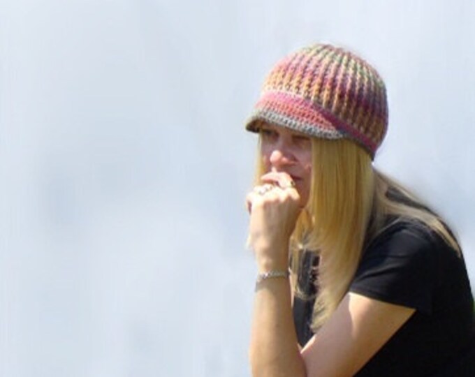 Crochet Brimmed Cap Mock Cable Hat Crochet Hat Multicolor Cap Cable