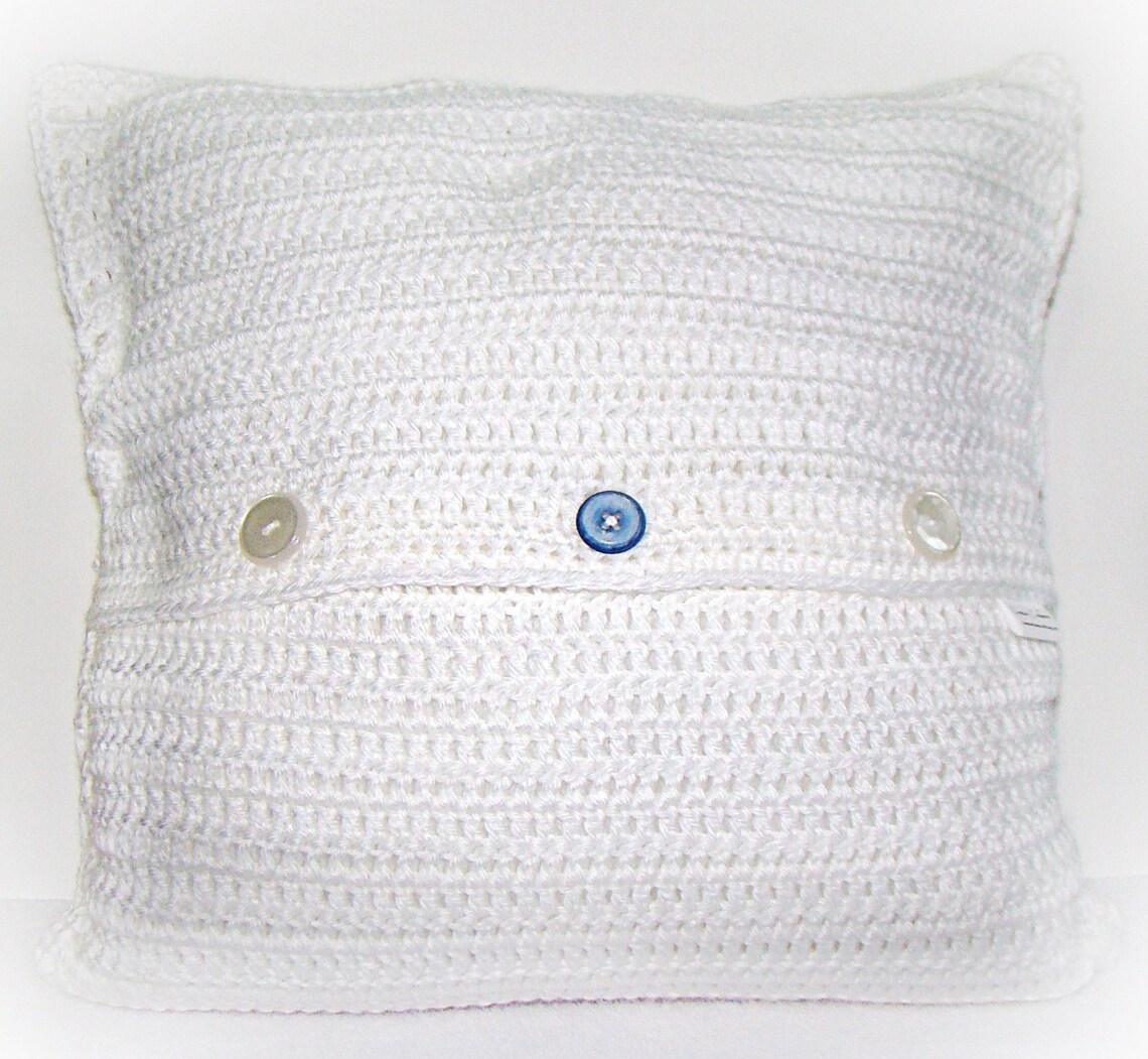 Crochet Pillow Cover White Textured Pillow Floral Pillow Etsy