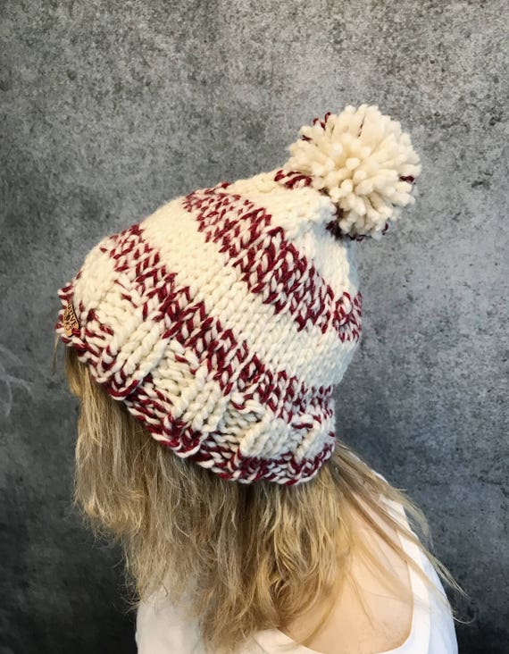 Pom Pom Hat Knit Beanie Womens Winter Hat Chunky Hat Knit Etsy
