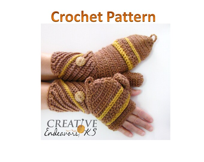 PDF Convertible Mitten Pattern, Fingerless Mitten Tutorial, Crochet