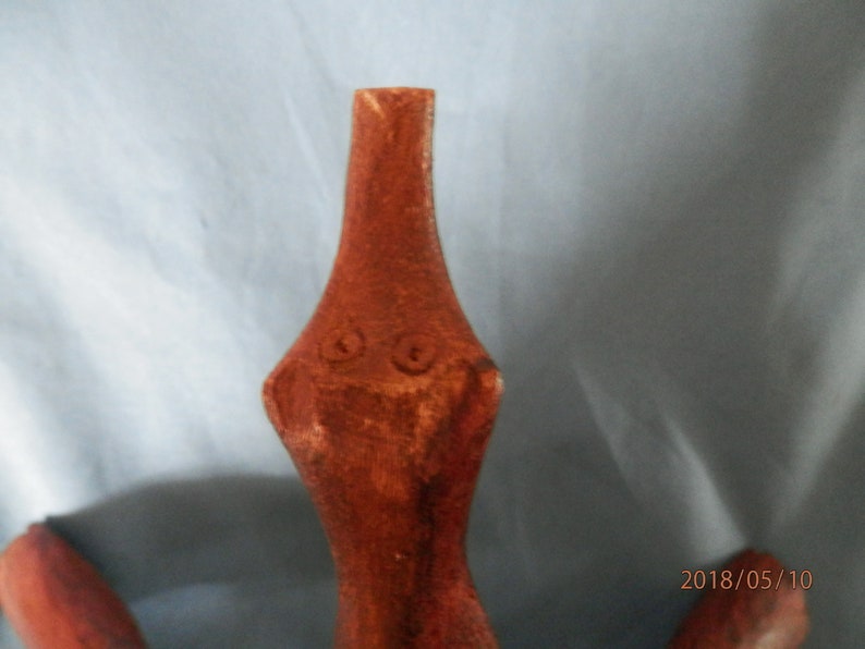 India Wood Hand Carved Wood Folding Bowl Stand Vintage
