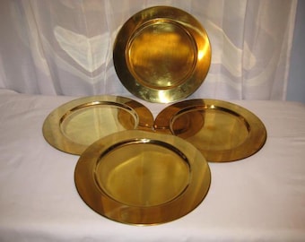 Set of 4 Scanmalay Brass Charger Plates made in Denmark 12"
