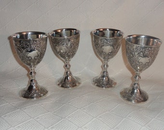 Vintage Set of 4 Corbell & Co 6 1/2" Silver Plated Goblets