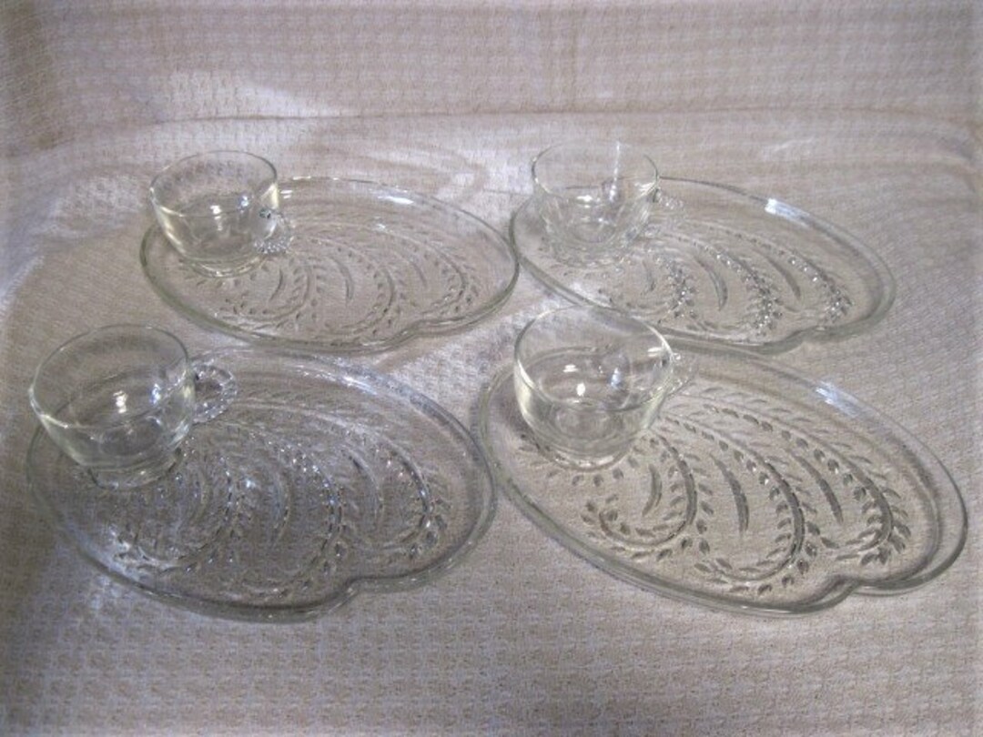 Federal Glass Co. Hospitality Snack Set Service for 4 in Etsy