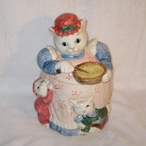 Fitz and Floyd Vintage Cat Cookie Jar Cottage Core - Etsy