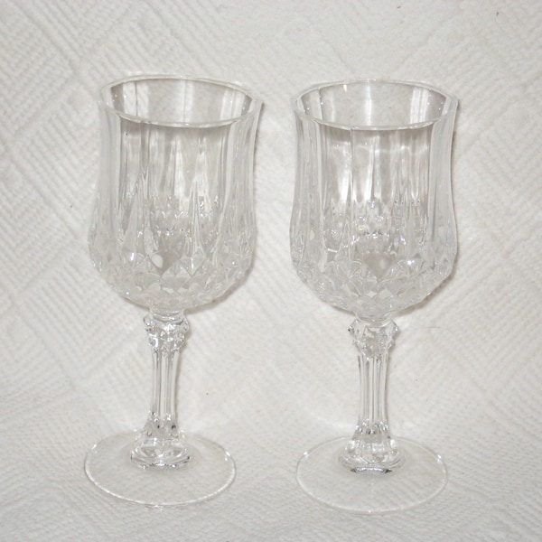 Vintage Set of 2 Cristal D'Arques Long Champ Small Wine Glasses Stemware