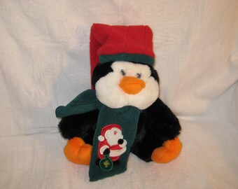 Pingüino con bufanda de Papá Noel, peluche de 26 cm