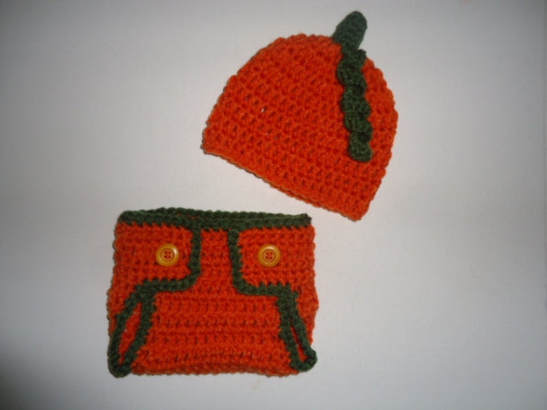Pumpkin Hat Diaper Cover Set for Baby 0-3 Month Size Photo Prop