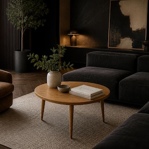 Mid century modern wooden coffee table styling