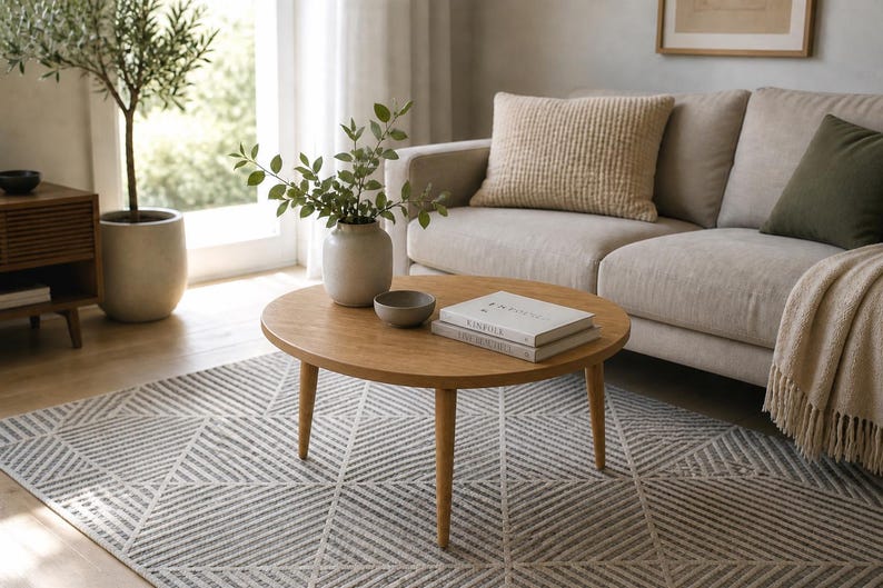 Japandi style solid wood coffee table