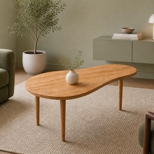 Stylish modern living room with oak table