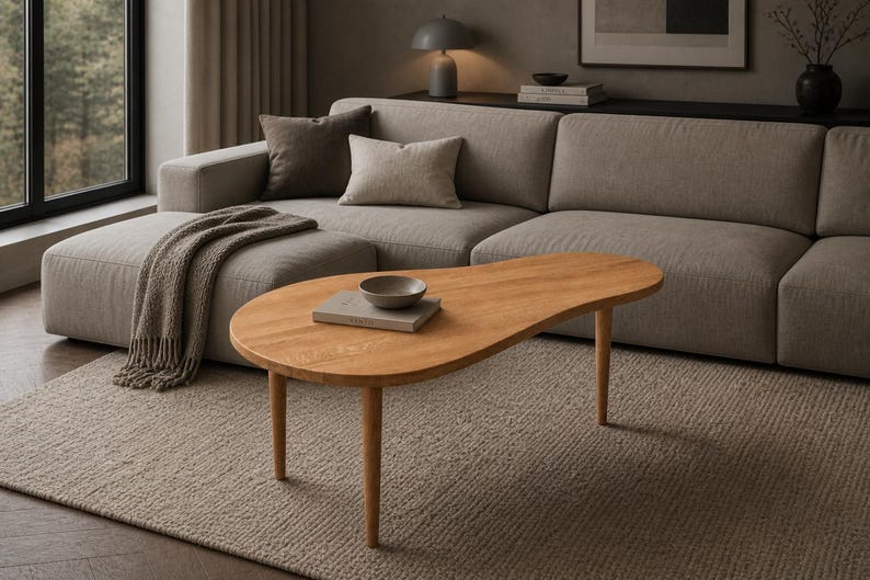 Scandinavian oak table with natural wood grain