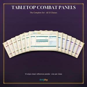 DnD 5e Combat Panels – All 13 Classes, Player Reference Cards (PDF)