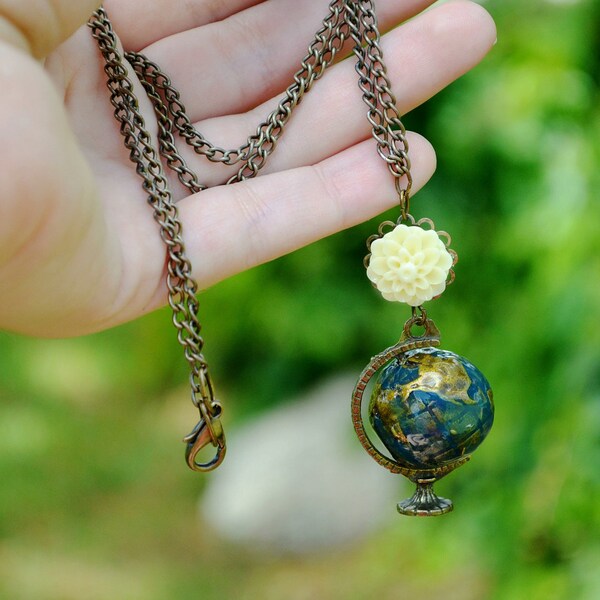 Nous allons voyager le monde collier--réel Spinning Globe