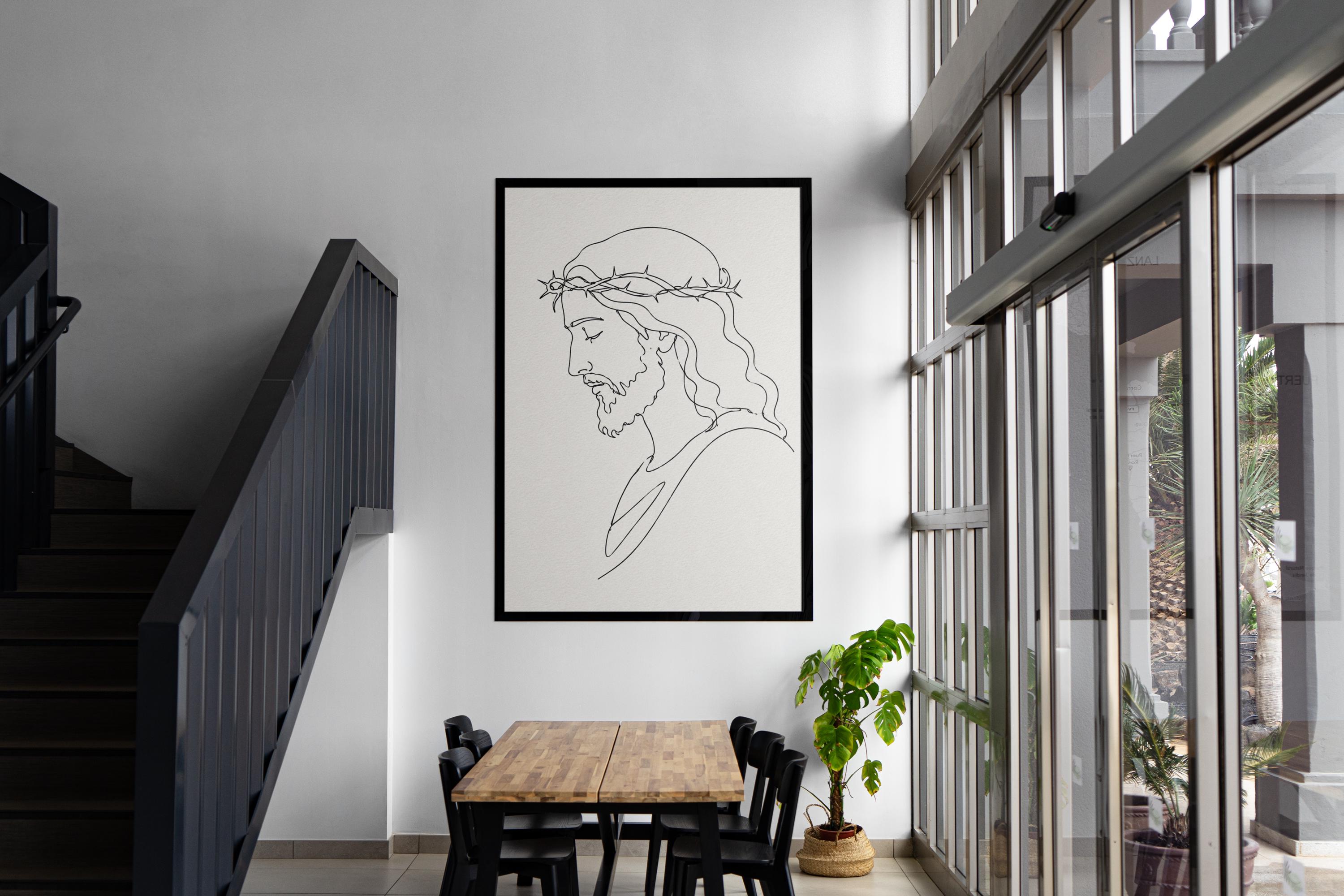 Minimalist Jesus Line Art Print, Christian Wall Decor, Savior ...