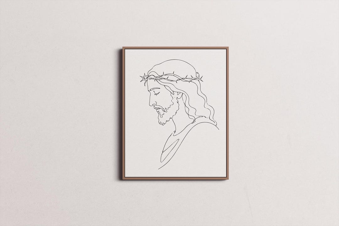 Minimalist Jesus Line Art Print, Christian Wall Decor, Savior ...