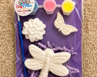 Garden Critters Plaster Painting Kit | Butterfly, Dragonfly, Ladybug & Bee DIY Craft Set