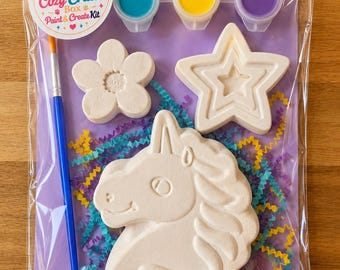 Unicorn Plaster Painting Kit with Paints & Brush | DIY Craft Set