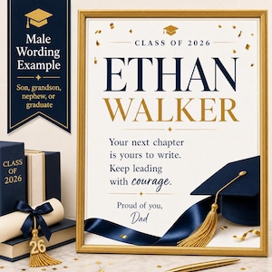 Personalized Graduation Gift for Son Daughter, Class of 2026 Custom Story Poster, Printable Grad Keepsake image 8