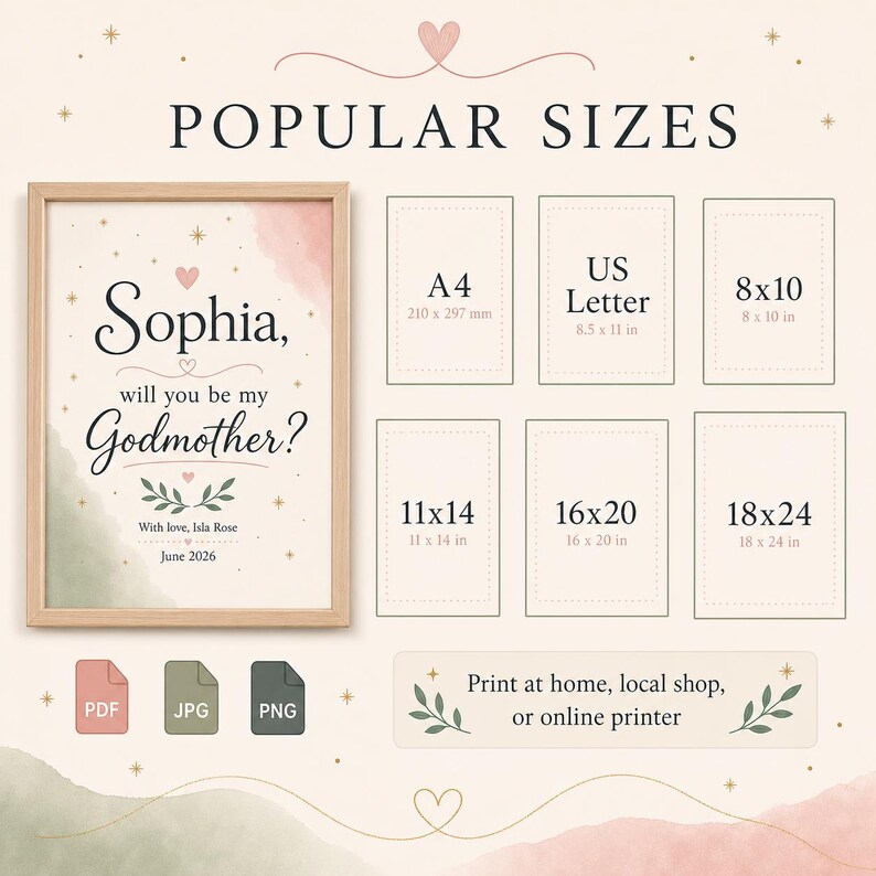 Godparent Proposal Print, Personalised Made-to-Order Printable image 6