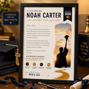 Regalo di laurea personalizzato per figlio, figlia o nipote, classe 2026, poster personalizzato con lettera, ricordo di laurea stampabile immagine 8