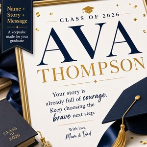 Personalized Graduation Gift for Son Daughter, Class of 2026 Custom Story Poster, Printable Grad Keepsake image 3