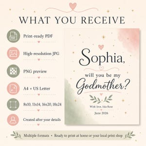 Godparent Proposal Print, Personalised Made-to-Order Printable image 2